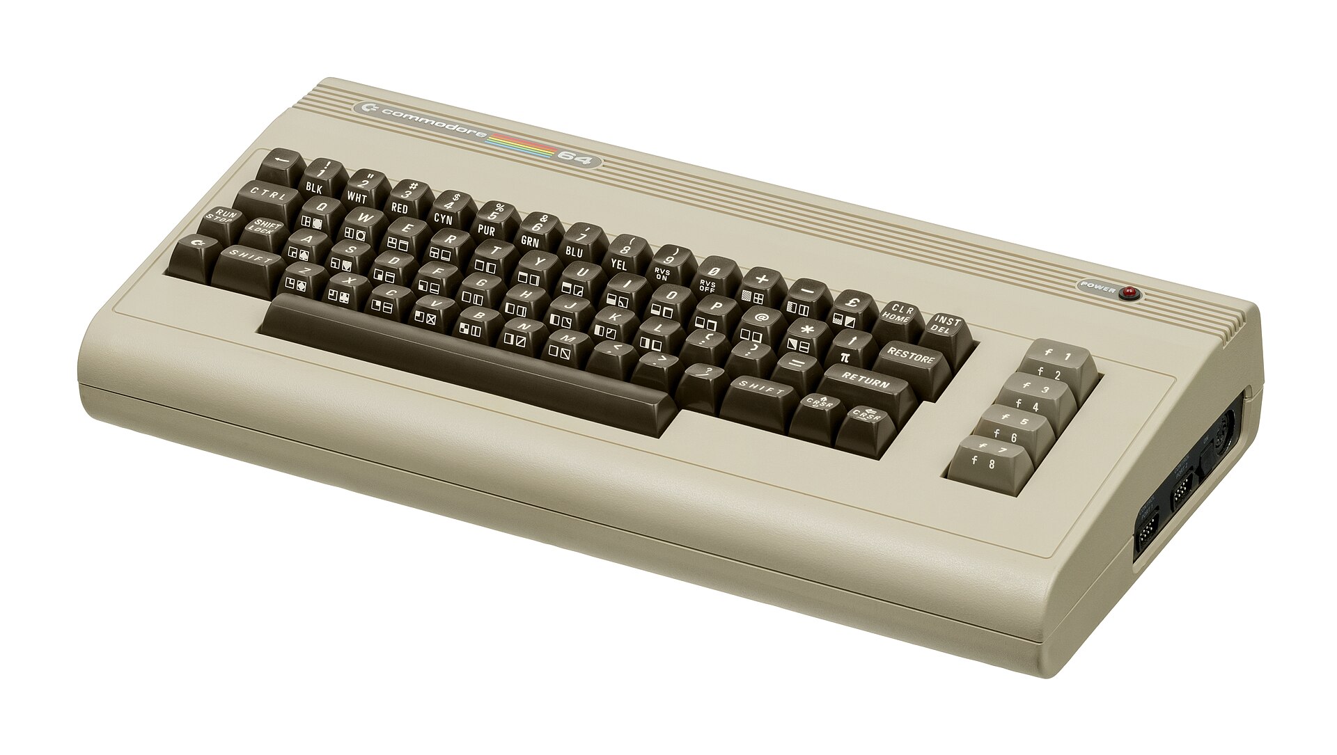 Figure 3 — The Commodore 64. The 1 MHz processor is not the binding constraint in the 2014 demo; the disk drive is, because the frames stream from it continuously rather than being held in memory.