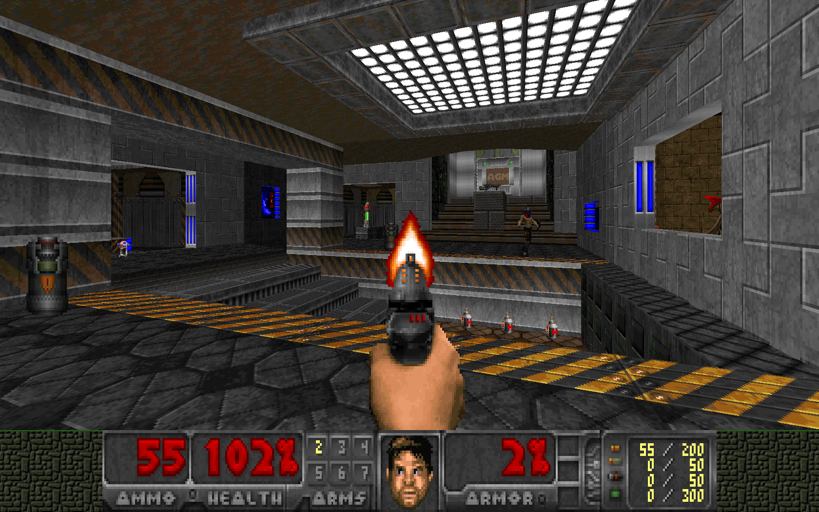 Figure 4 — The engine rendering, in Freedoom — the free asset set built to run on the same code. The engine is GPL; the original game data never was, which is why a port is always two problems rather than one.