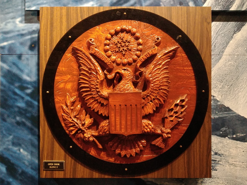 Figure 3 — The carved Great Seal that hung in the U.S. ambassador's Moscow study from 1945. The listening device concealed inside became known to the counter-surveillance trade simply as "The Thing…